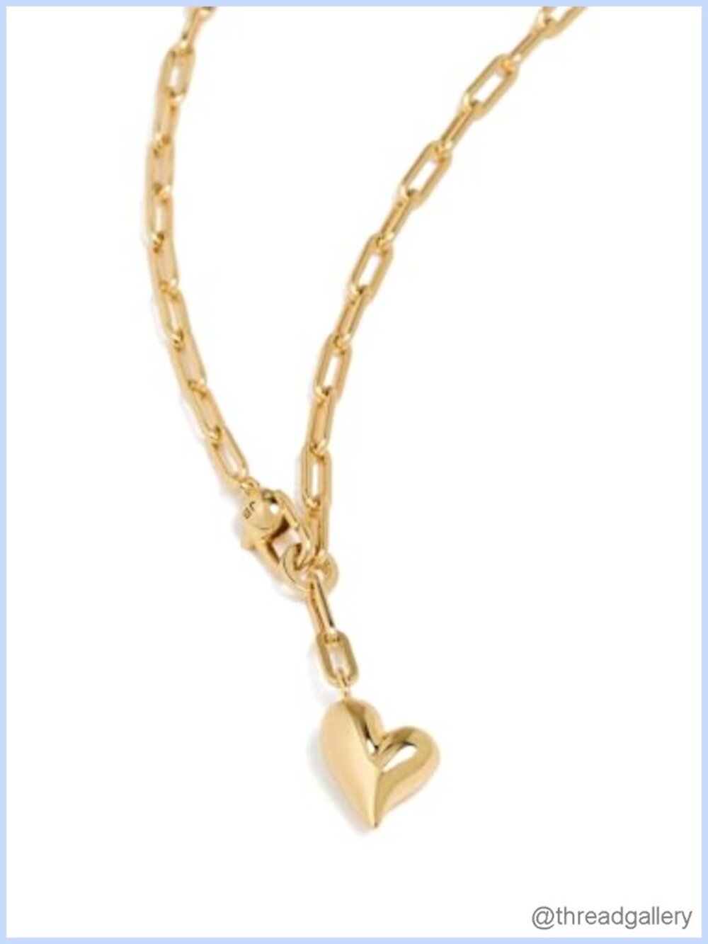 14k Gold Plated Brass Puffy Heart Paperclip Chain Necklace